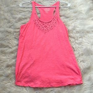 Neon Pink Crochet Tank Top